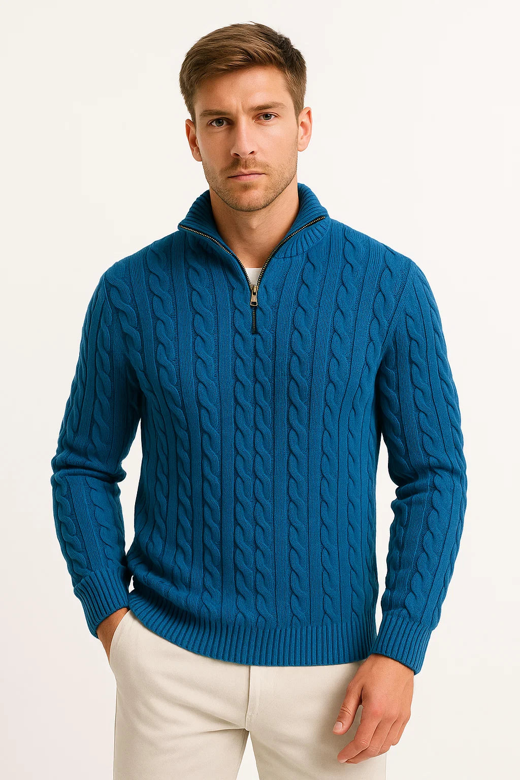 Niels | Men’s Cable Knit Quarter-Zip Sweater