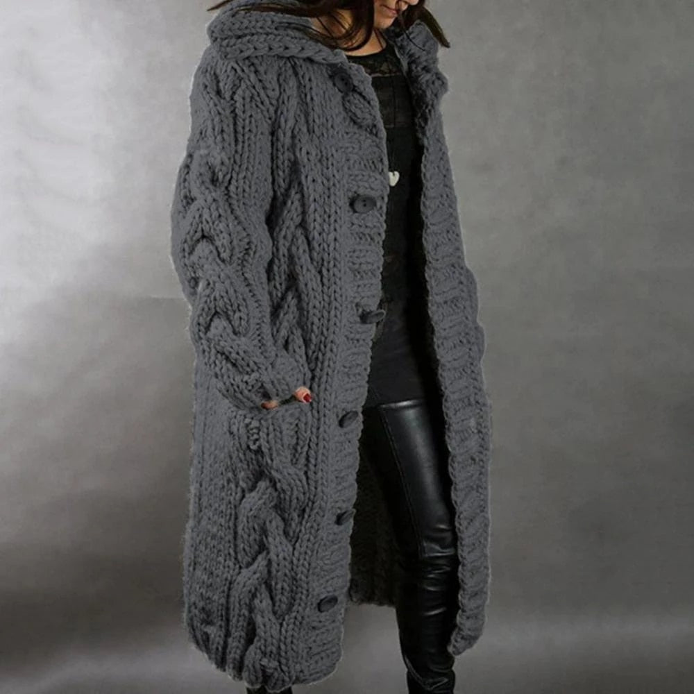 Nikki | Women’s Oversized Cable Knit Button Cardigan