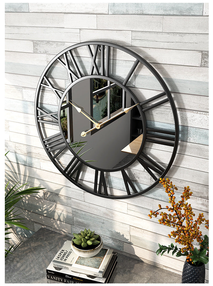 Koadclo | Metal Vintage Large Size Wall Clock with Mirror - 39cm