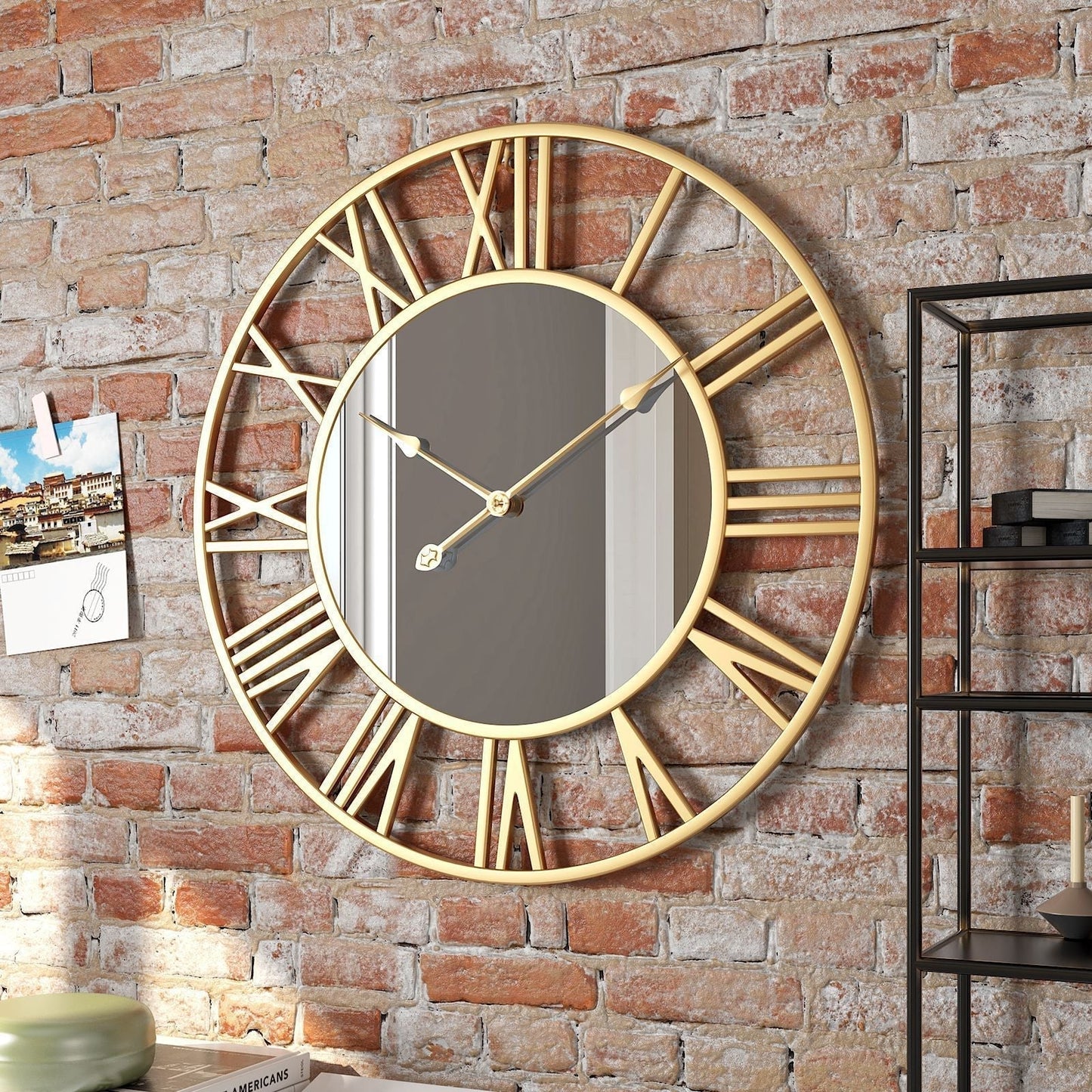 Koadclo | Metal Vintage Large Size Wall Clock with Mirror - 39cm