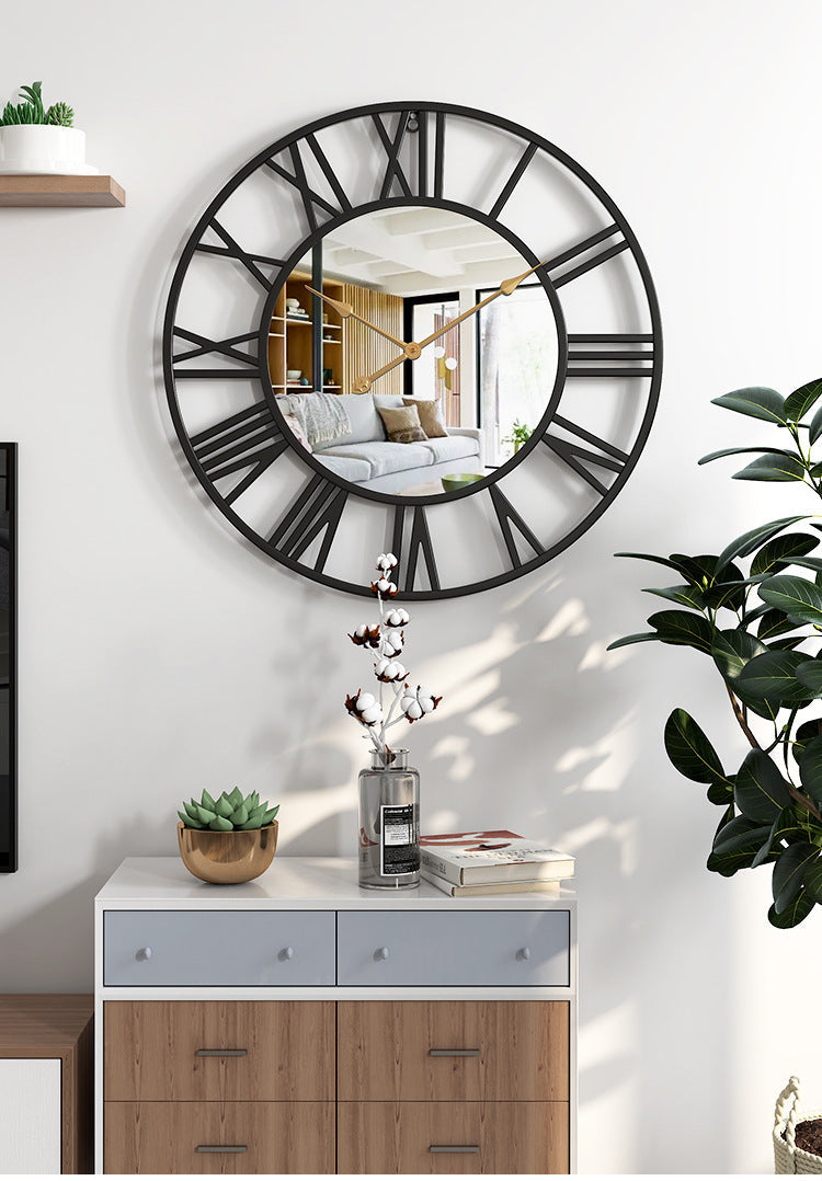 Koadclo | Metal Vintage Large Size Wall Clock with Mirror - 39cm
