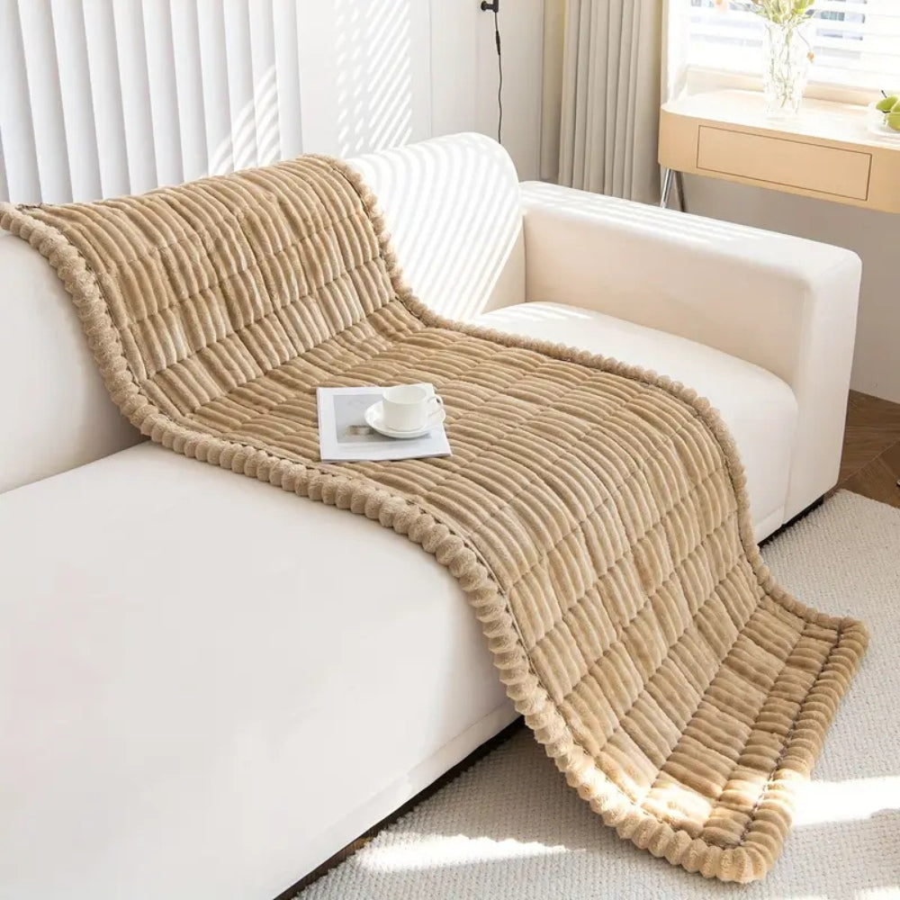 koadclo | Plush Pleated Edges Sofa Cover – Soft Stretch Couch Protector for Living Room