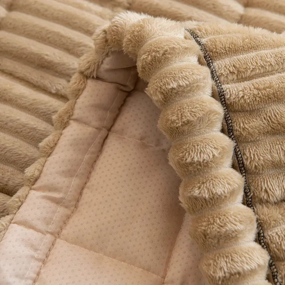koadclo | Plush Pleated Edges Sofa Cover – Soft Stretch Couch Protector for Living Room