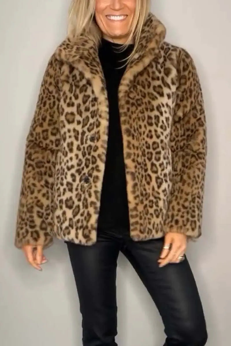 Rochelle | Women’s Leopard Print Faux Fur Coat