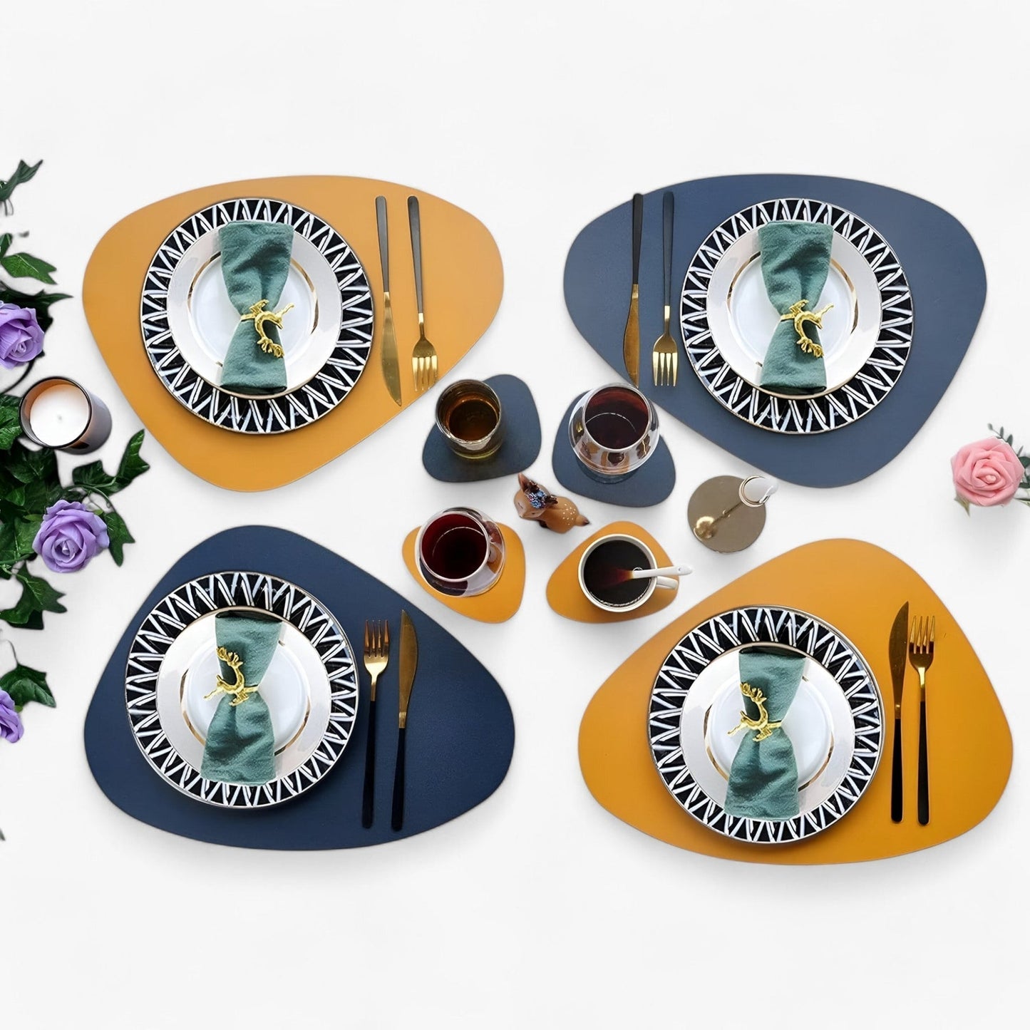 koadclo | Table Mats - Reversible Faux Leather Dining Set
