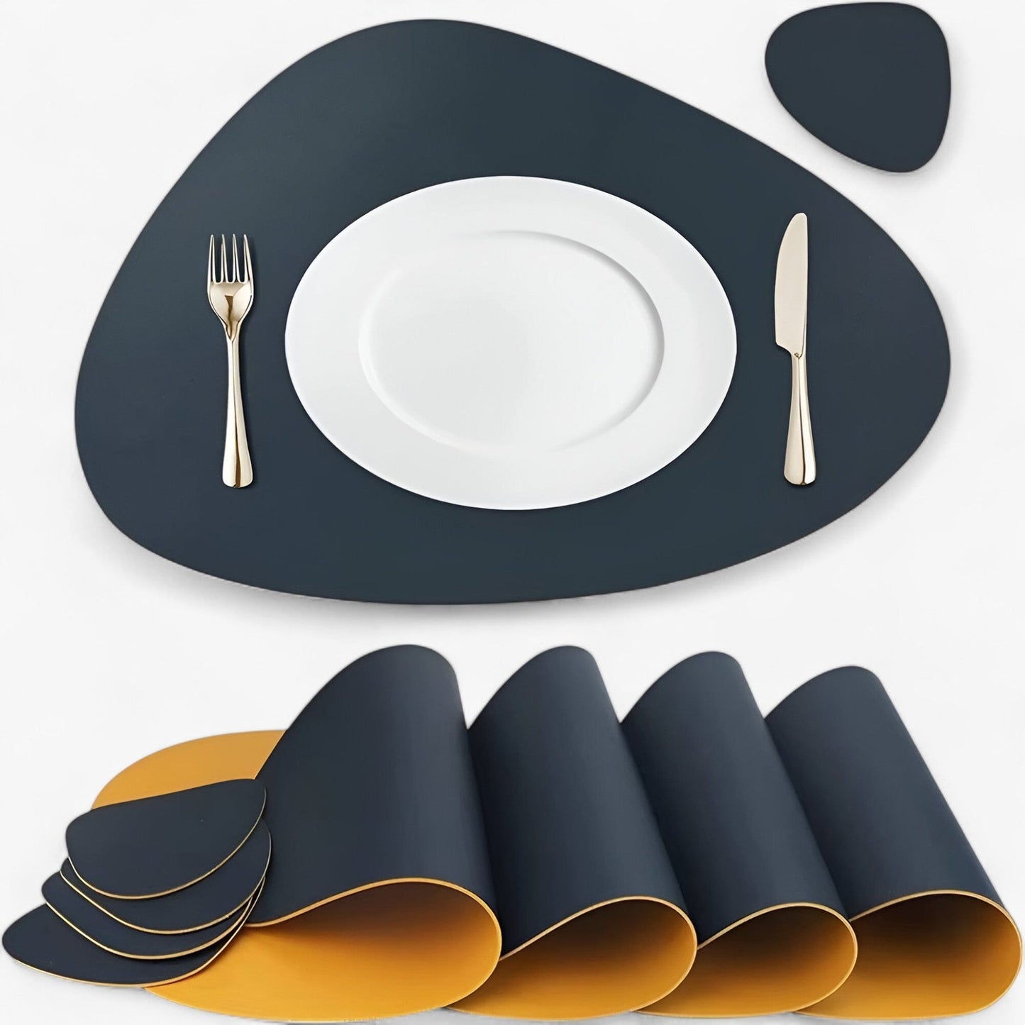 koadclo | Table Mats - Reversible Faux Leather Dining Set