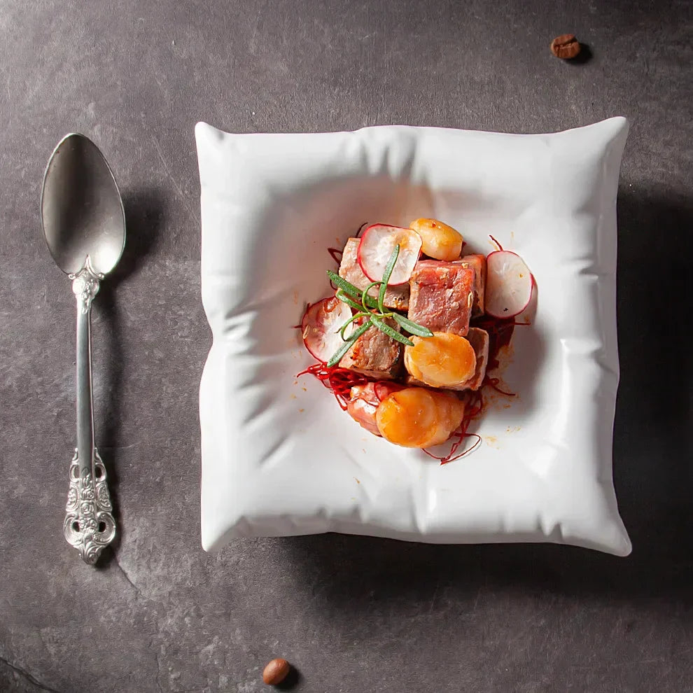 Koadclo | Ceramic Artistic Pillow Shape Food Plate