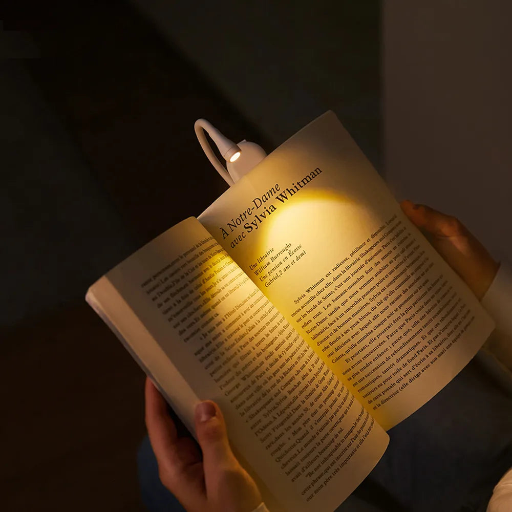 Koadclo | Mini Book Light - Portable Clip-On Night Light with USB Charging, Dimmable LED