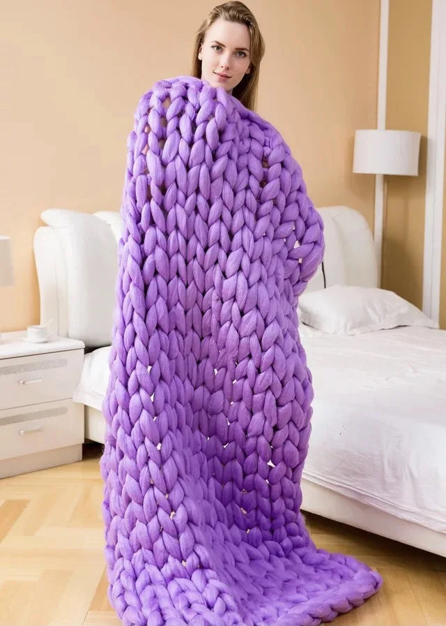 koadclo | Chunky Knit Blanket – Cozy Wool Blanket for Every Room – Soft & Warm for Sofa and Bed