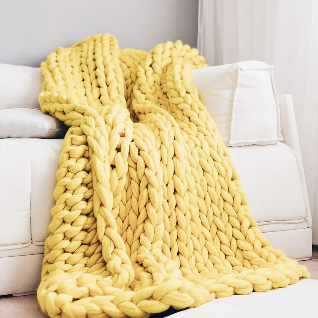 koadclo | Chunky Knit Blanket – Cozy Wool Blanket for Every Room – Soft & Warm for Sofa and Bed