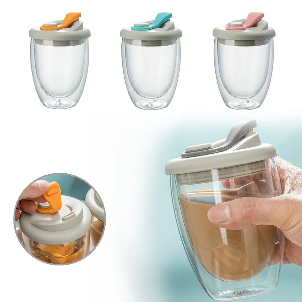Koadclo | Leak-Proof Double Wall Glass Transparent Mug