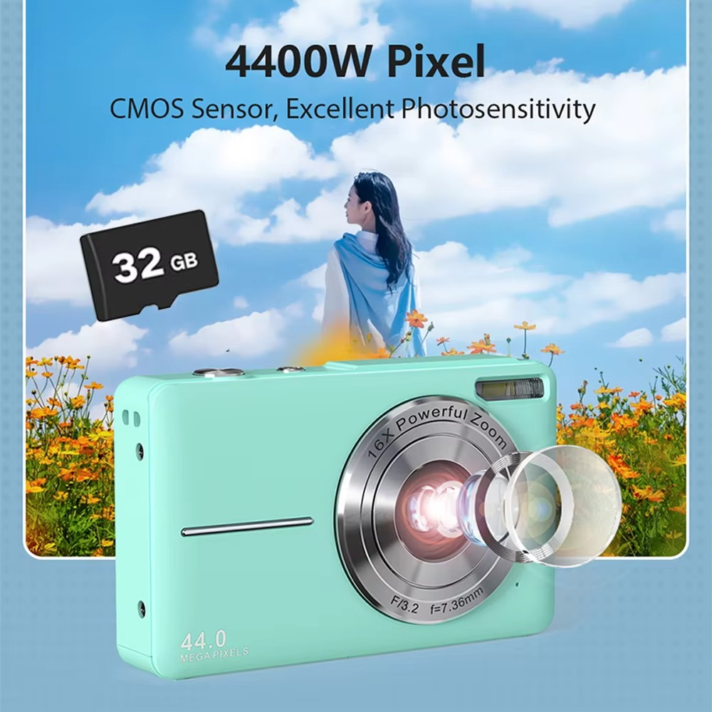Koadclo | High-Resolution Kids' Digital Camera - 1080P HD, 44MP with 16X Zoom