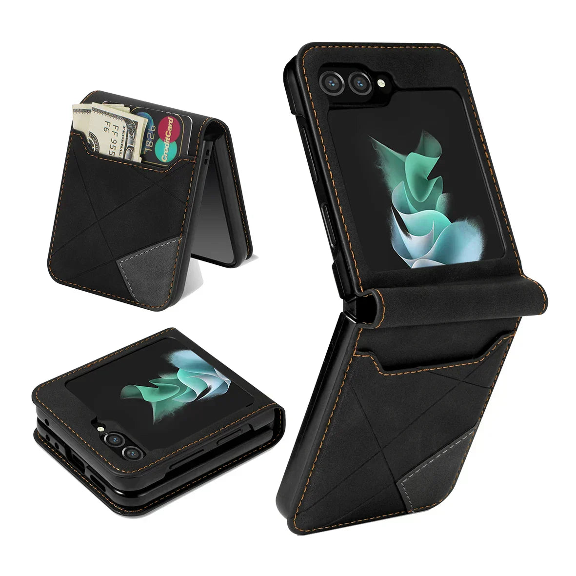 Amtn Club | Leather Wallet Case for Samsung Galaxy Z Flip Series – Premium Phone Cover with Card Slots