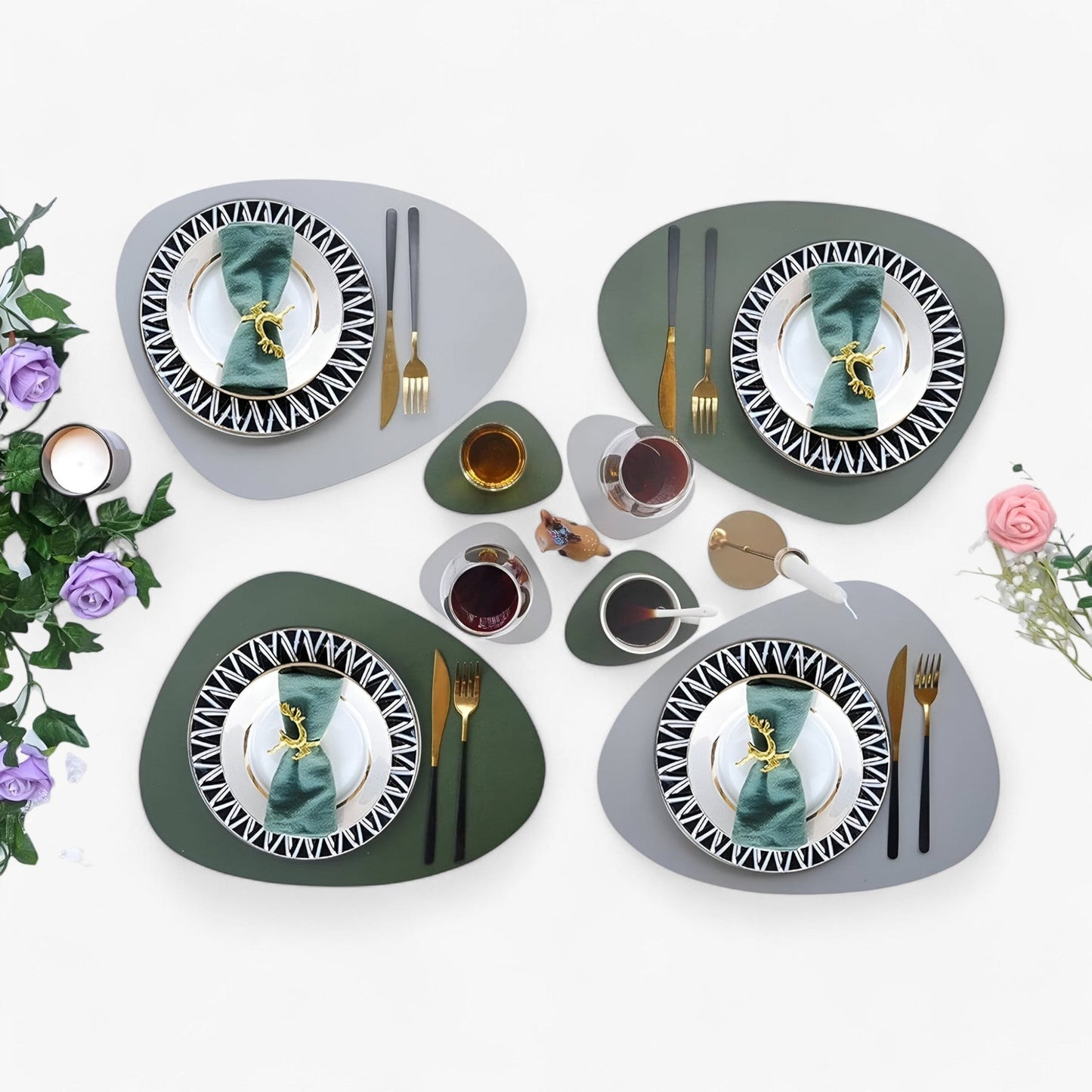 koadclo | Table Mats - Reversible Faux Leather Dining Set