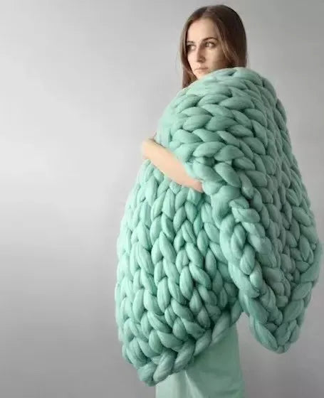 koadclo | Chunky Knit Blanket – Cozy Wool Blanket for Every Room – Soft & Warm for Sofa and Bed
