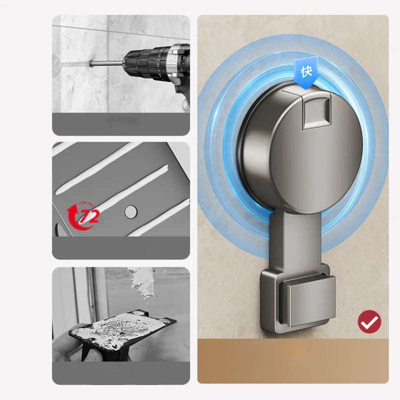 koadclo | No-Drill Suction Powered Corner Bathroom Organizer – Space-Saving Shower Storage Rack