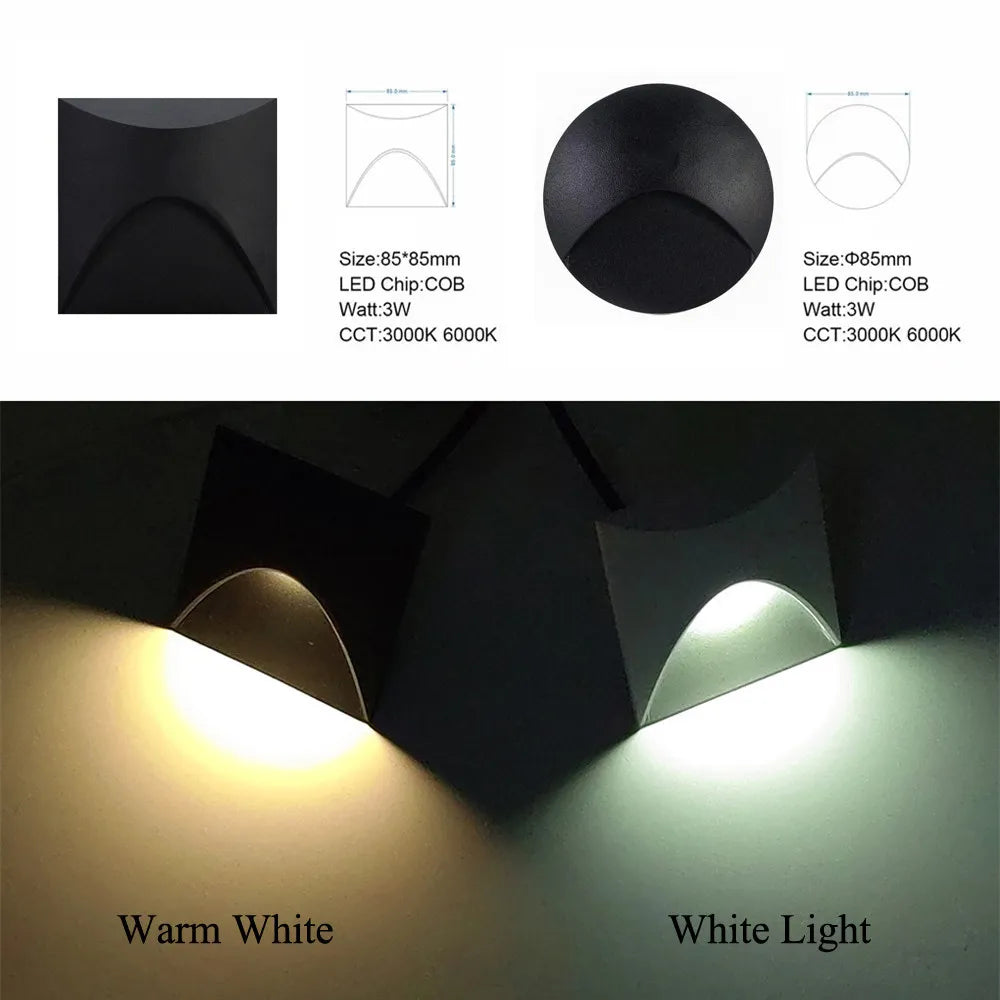 koadclo | Modern Waterproof IP65 LED Recessed Wall Lamp – 3W Embedded Step & Staircase Balcony Light