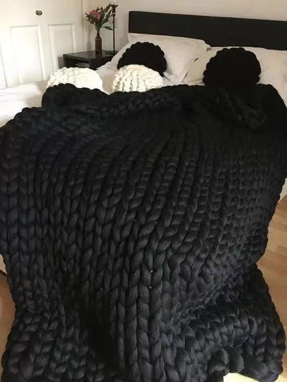 koadclo | Chunky Knit Blanket – Cozy Wool Blanket for Every Room – Soft & Warm for Sofa and Bed