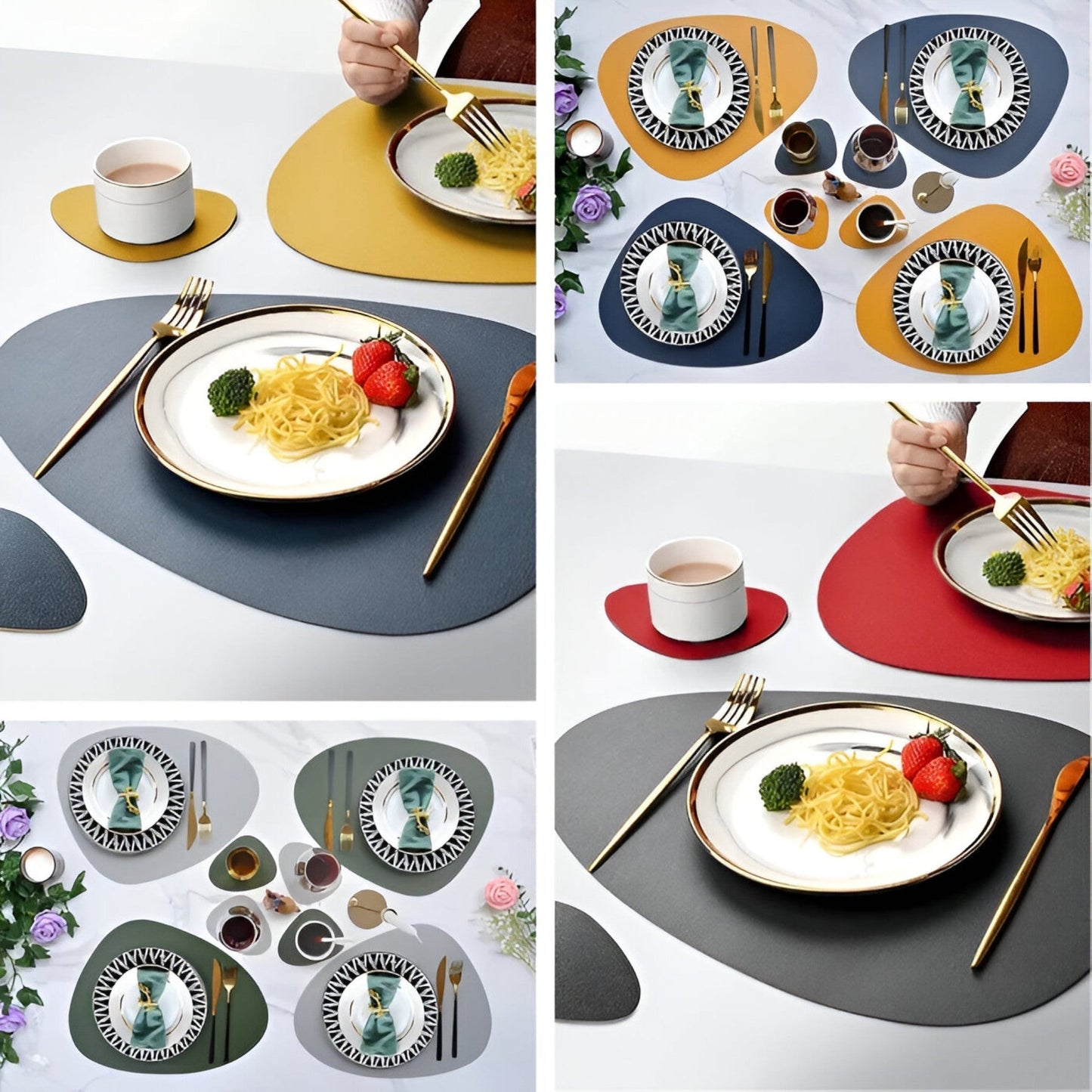 koadclo | Table Mats - Reversible Faux Leather Dining Set
