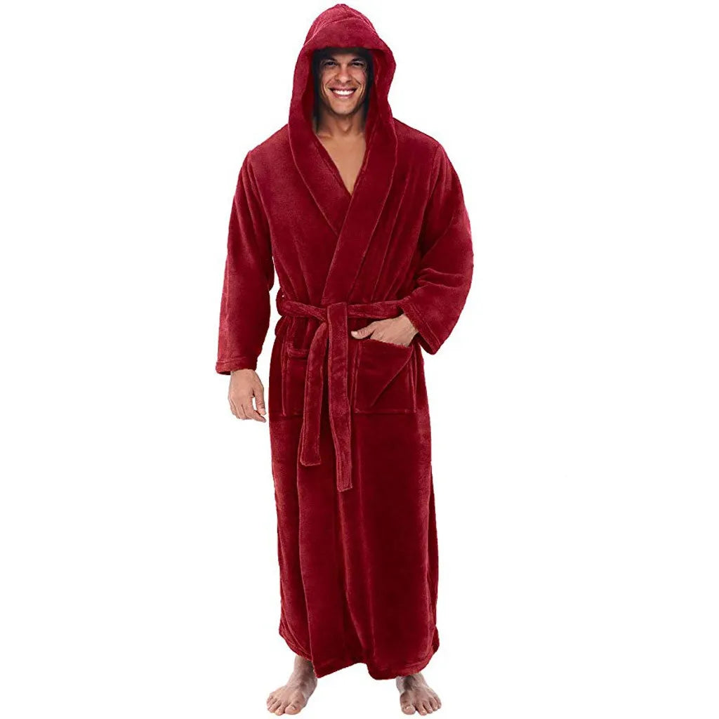 Amtn Club | HoodedChill – Cozy Bathrobe for Men – Soft Cotton Robe with Hood