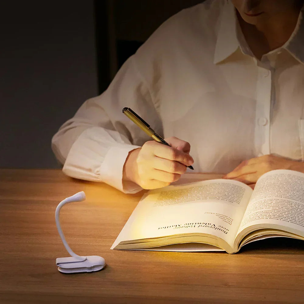 Koadclo | Mini Book Light - Portable Clip-On Night Light with USB Charging, Dimmable LED