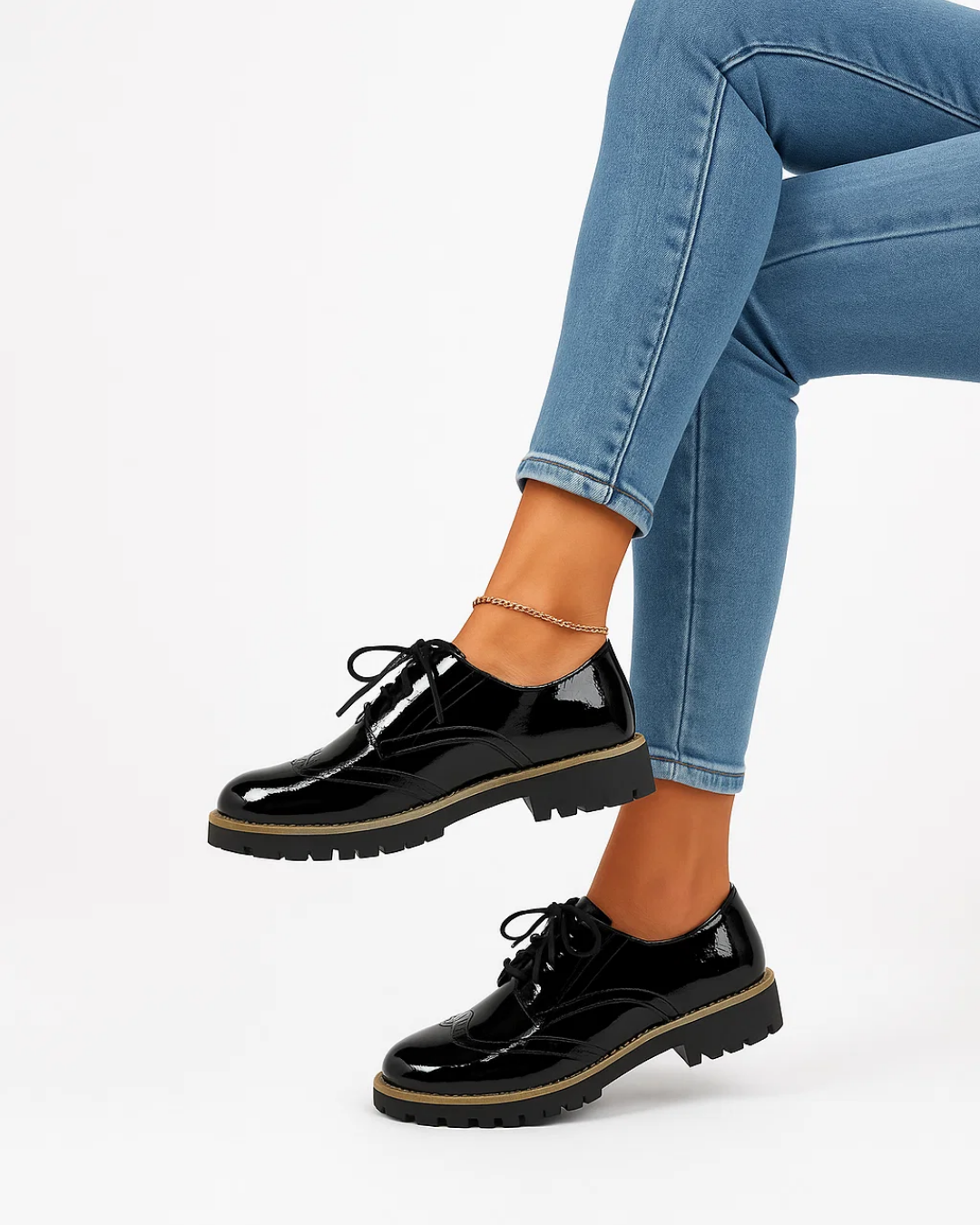 Solenya | Women’s Shiny Casual Lace-Up Shoes