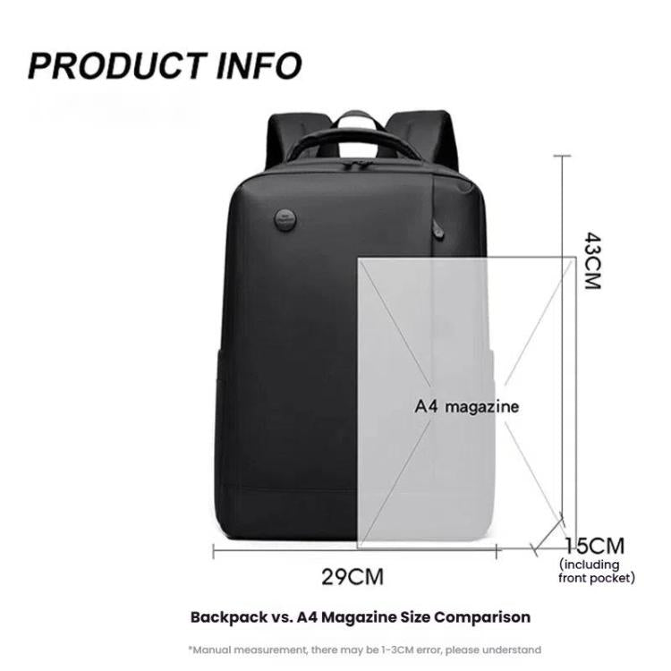 Koadclo | Men's 14-Inch Laptop Backpack - Waterproof Large Capacity Business Commuter Backpack (Black)