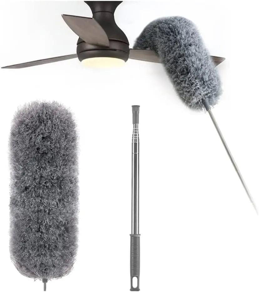 Koadclo | Telescopic Dust Duster with Extra Long Microfiber Head – Includes 3 Free Replacement Cleaning Heads