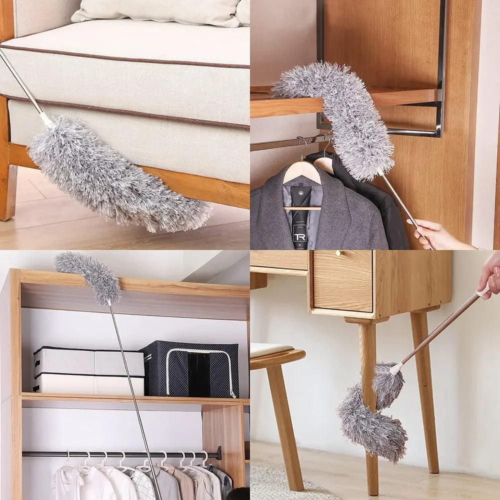 Koadclo | Telescopic Dust Duster with Extra Long Microfiber Head – Includes 3 Free Replacement Cleaning Heads
