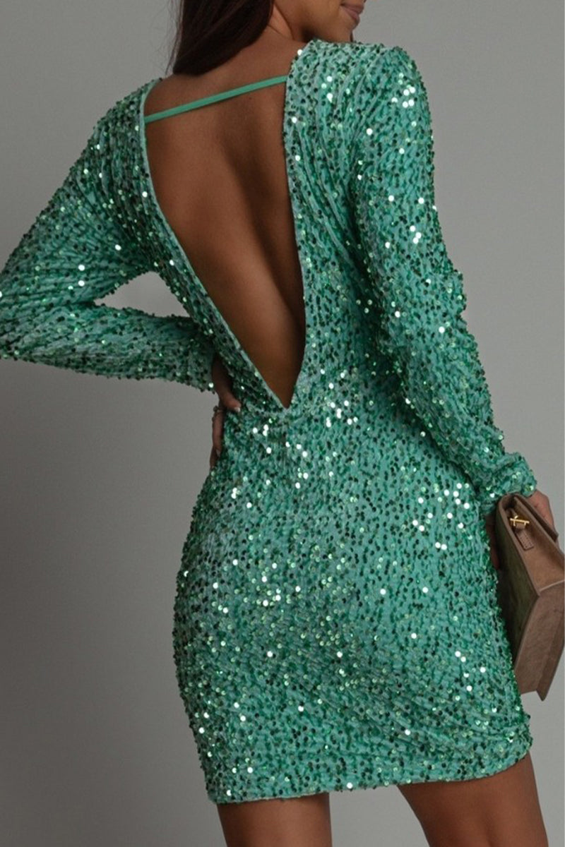 Trixy | Women’s Glitter Winter Dress with Open Back