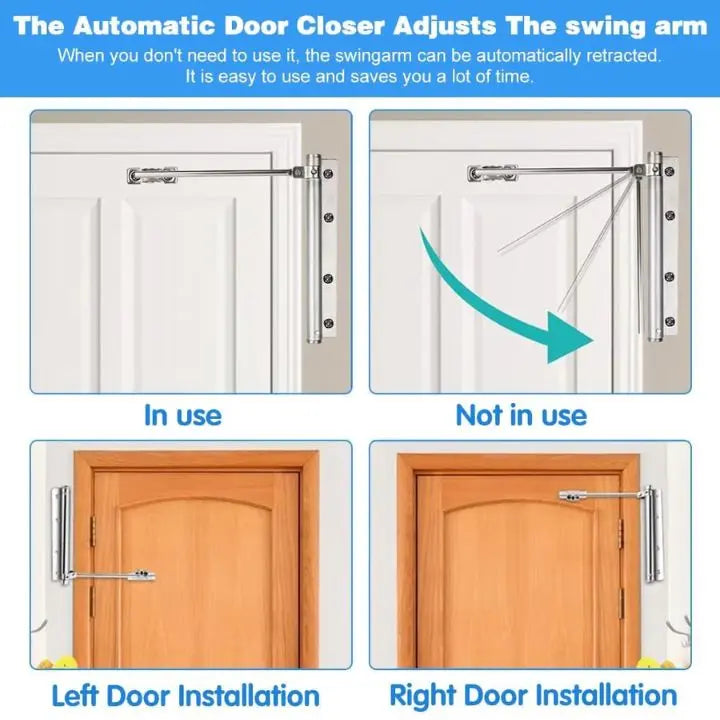 Koadclo | Automatic Door Closer – Stainless Steel, Quiet, Easy Installation – Hydraulic Door Closer for Home & Office