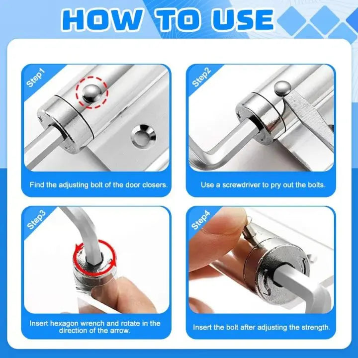 Koadclo | Automatic Door Closer – Stainless Steel, Quiet, Easy Installation – Hydraulic Door Closer for Home & Office