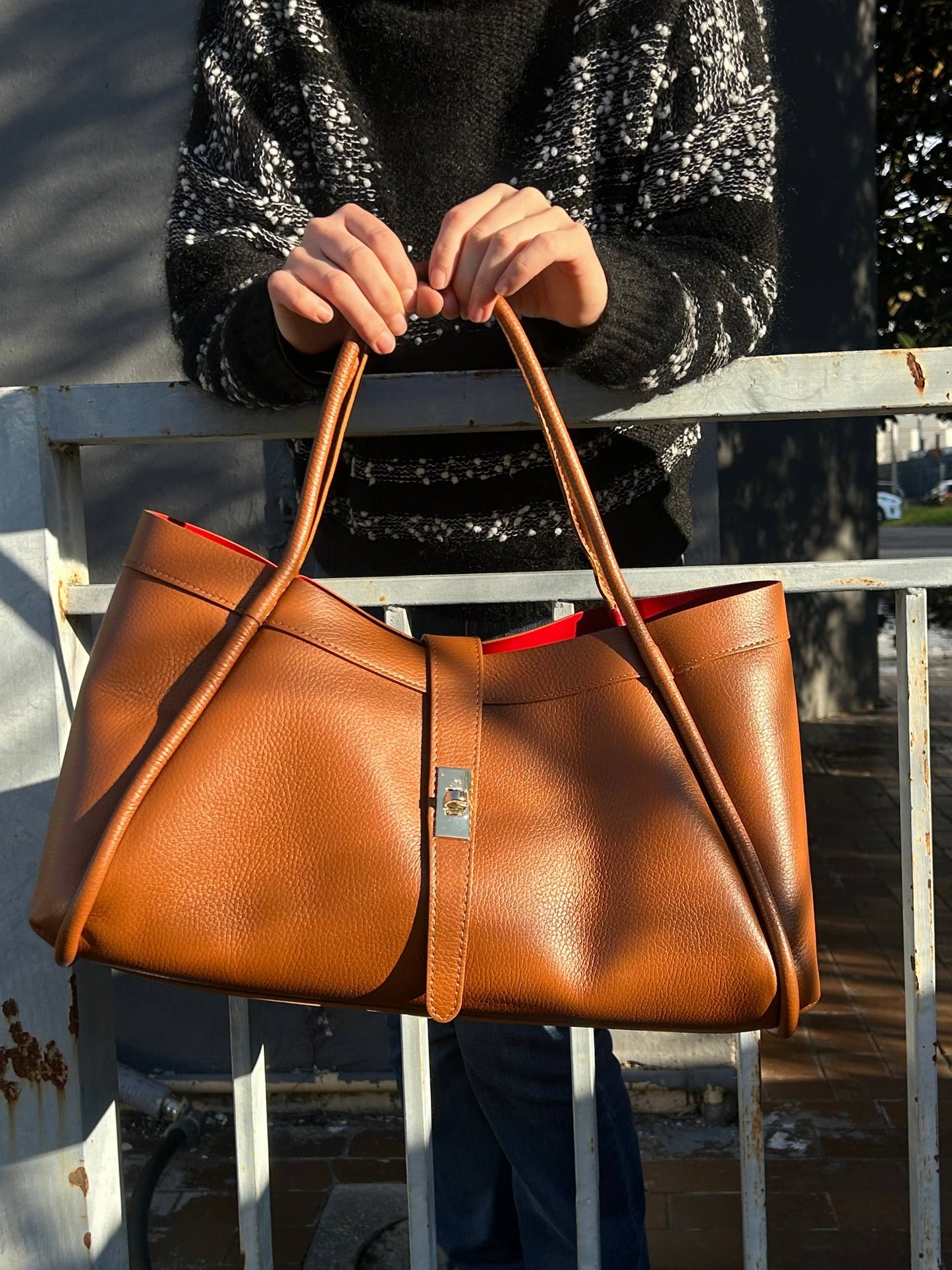 Koadclo|Elegant Large Genuine Leather Bag Made in Italy – 45x25x20