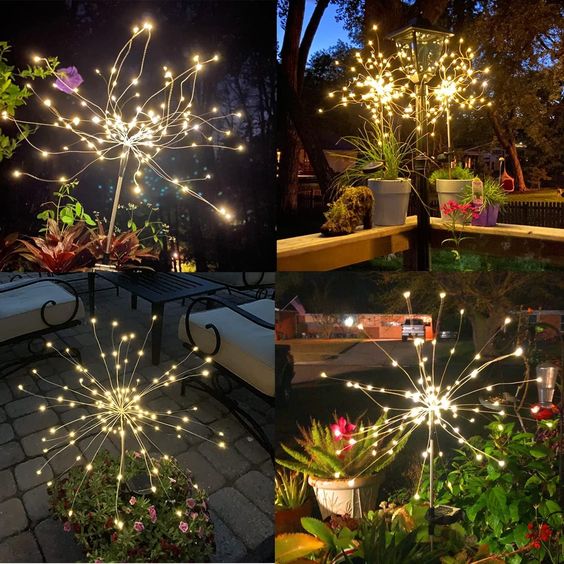 Koadclo | 4-Piece Solar Firework Garden Lights – Weatherproof LED Decorative Stakes for Garden & Patio