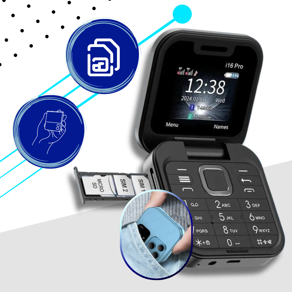 Koadclo | Small Foldable Mobile Phone – Compact Dual SIM Flip Phone for Seniors & Kids