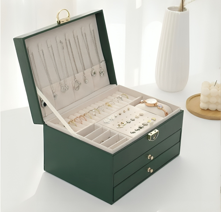 koadclo | Jewelry Box - Leather Drawer Storage Organizer