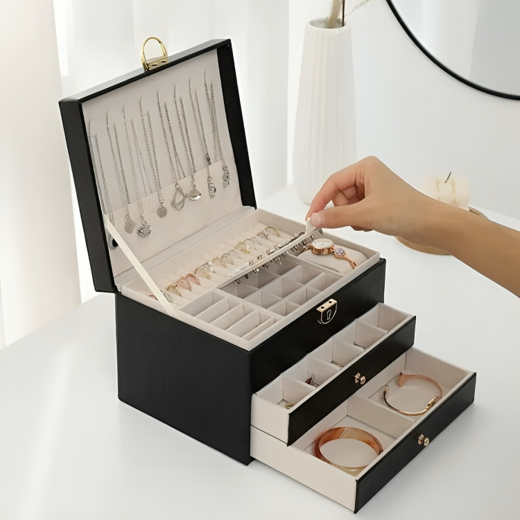 koadclo | Jewelry Box - Leather Drawer Storage Organizer