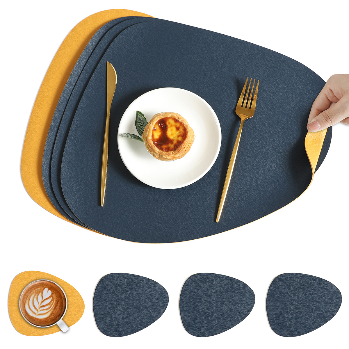 koadclo | Table Mats - Reversible Faux Leather Dining Set