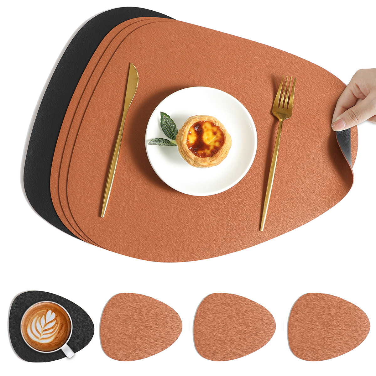 koadclo | Table Mats - Reversible Faux Leather Dining Set