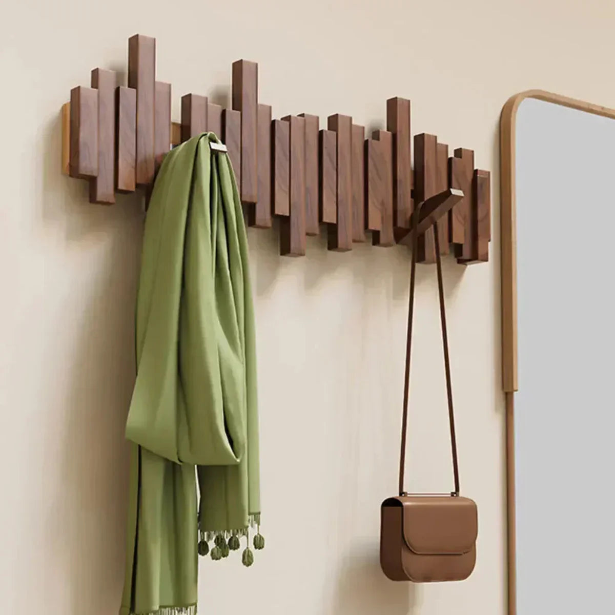 Koadclo | Piano Wood Wall Cladding – Elegant Entryway Organizer with Hooks