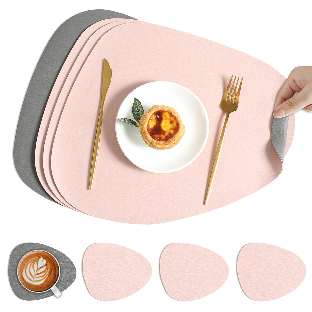 koadclo | Table Mats - Reversible Faux Leather Dining Set