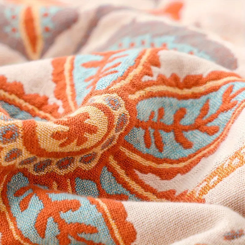 koadclo | Cotton Throw Blanket - Boho Floral Sofa Cover