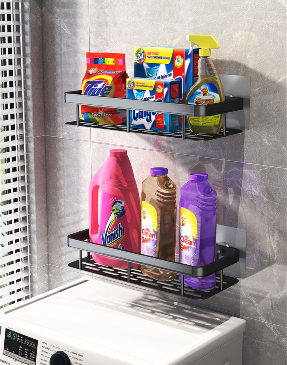 Amtn Club | Metal Suction Cup Bathroom Shelves – No-Drill Rustproof Storage Rack for Shower