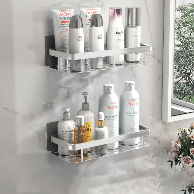 Amtn Club | Metal Suction Cup Bathroom Shelves – No-Drill Rustproof Storage Rack for Shower