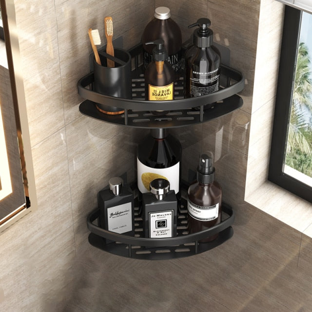 Amtn Club | Metal Suction Cup Bathroom Shelves – No-Drill Rustproof Storage Rack for Shower