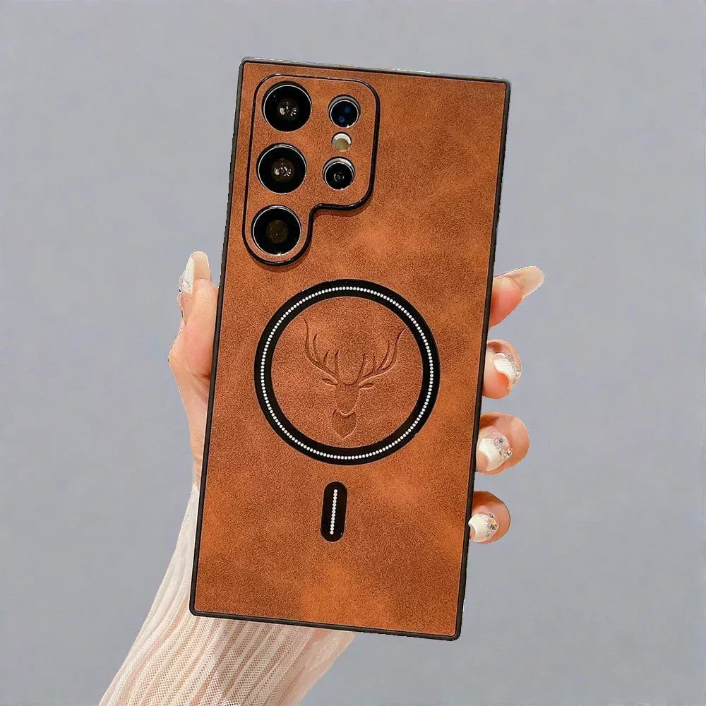 Koadclo | Leather Case for Samsung Phone - Magnetic Wireless Charging Case