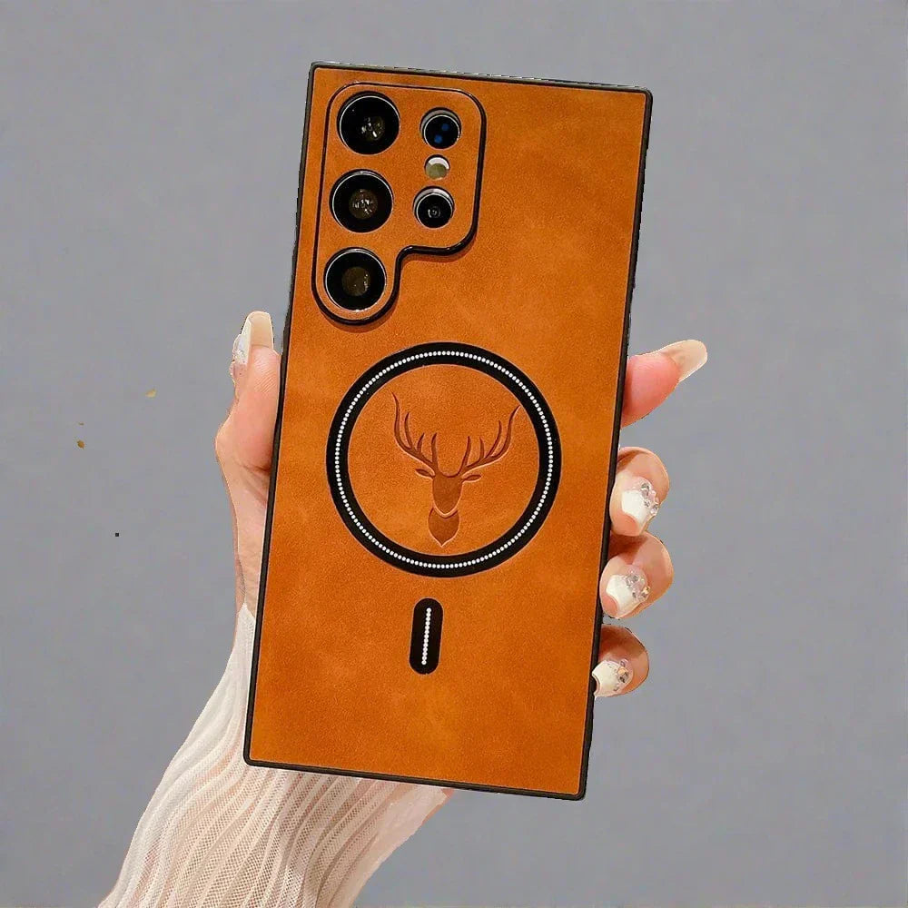 Koadclo | Leather Case for Samsung Phone - Magnetic Wireless Charging Case