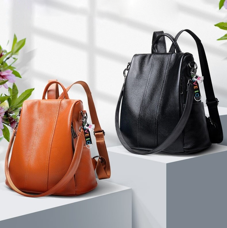 Koadclo | Theft-Resistant Leather Backpack – Anti-Theft Travel Bag for Men & Women